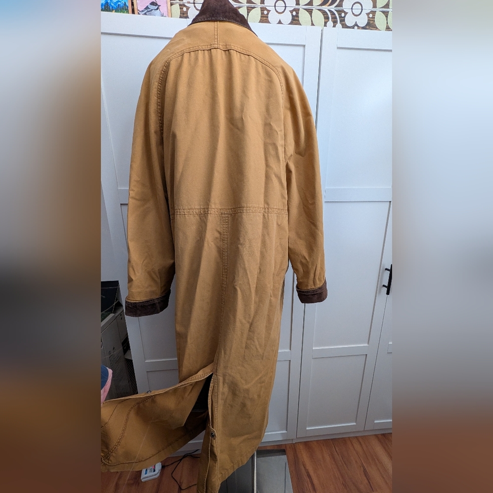 Vintage L.L. Bean Wool Blanket Lined Barn Coat Duster Women's Large Tan 90s - Picture 4 of 8
